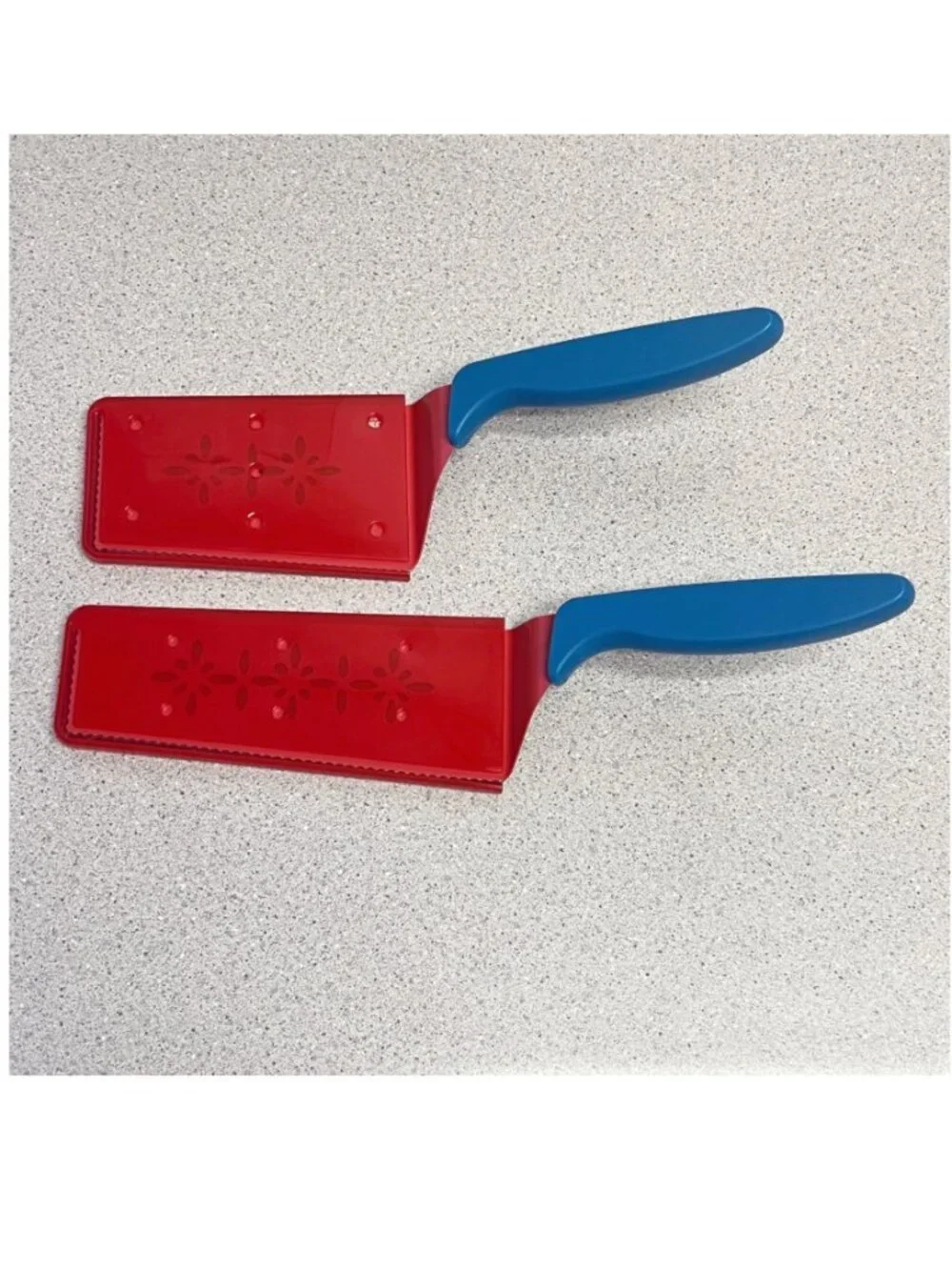 Kuhn Rikon Slice & Serve Knives Set of 2 with Sheaths K65363 NEW RED/BLUE